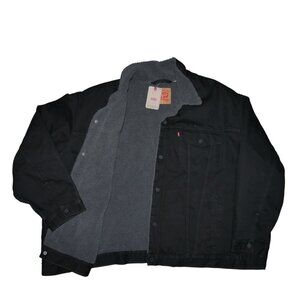 Levi's Denim Trucker Jacket Sherpa Men's Size 6XL Black NWT